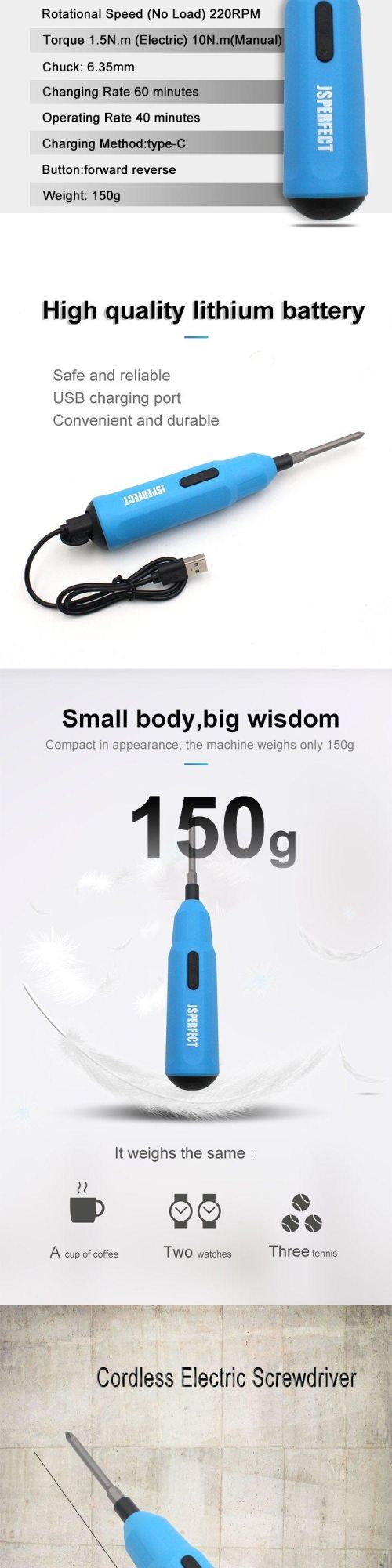 Hoto Mini Electric Screwdriver Fashion Smart 3.6V