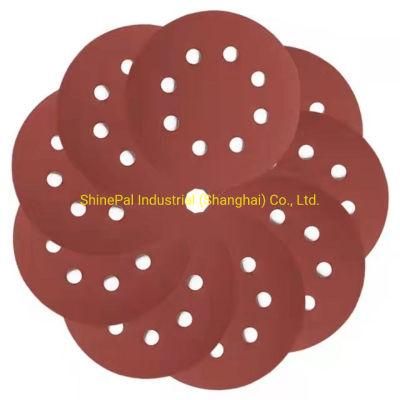Custom Holes Red Aluminum Oxide Hook and Loop Abrasive Sanding Disc Sandpaper