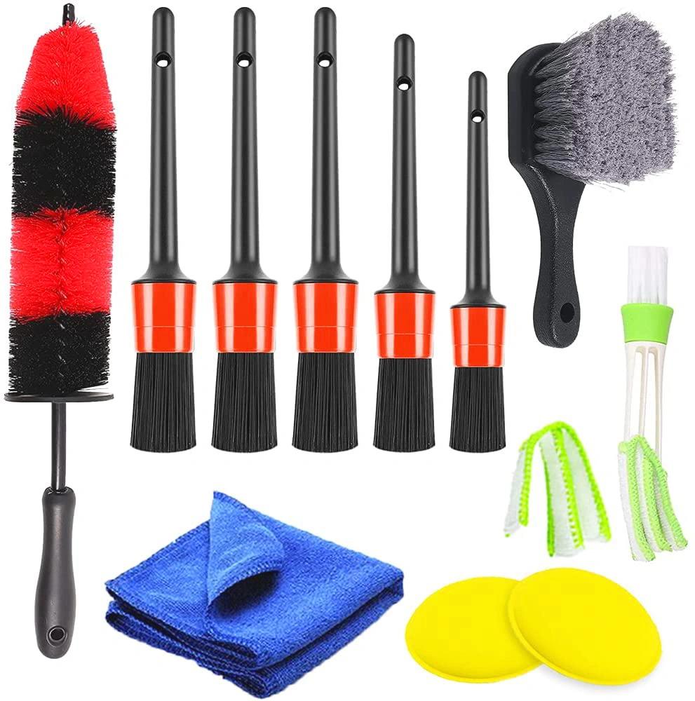 Cross-Border Supply Car Cleaning Brush 12-Piece Set of Car Interior Dust Removal Detail Brush Glass Cleaning Cloth Wheel Brush