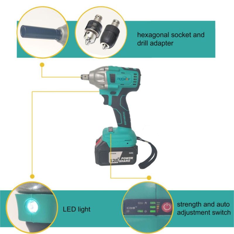 Brushless Motor Wrench Wrench Set 21V Lithium Ion Battery Torque with