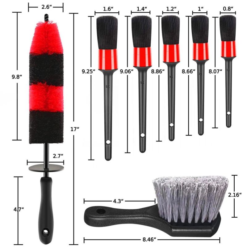 Cross-Border Supply of Car Cleaning Brush 8 Sets of Red Car Wash Cloth Car Beauty Cleaning Tools Spot