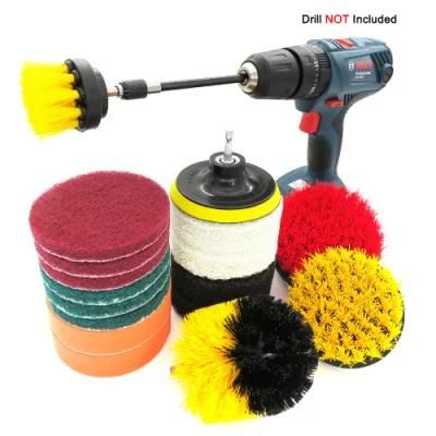 Electric Drill Brush 5 Inch Red 18-Piece Set Car Beauty Home Gap Carpet Cleaning Electric Brush Head