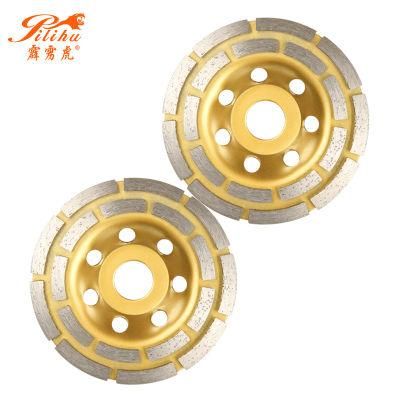 Iamond Cup Grinding Wheel Double Layer Segment Thread Sanding Disc for Granite Marble Stone Grinding Cup Wheel