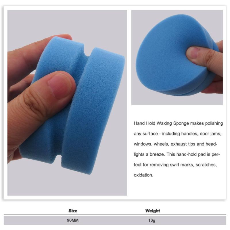 Cross-Border Supply 90mm Blue Car Polishing and Waxing Sponge Car Cleaning Sponge Car Beauty Sponge