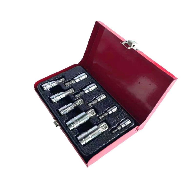 10PCS Tool Kit 1/4" 3/8" 1/2" Power Tools Hand Tools Accessories Cr-V Multipan Torx Socket Bit Set M4 M5 M6 M8 M9 M10 M12 M14 M16 M18