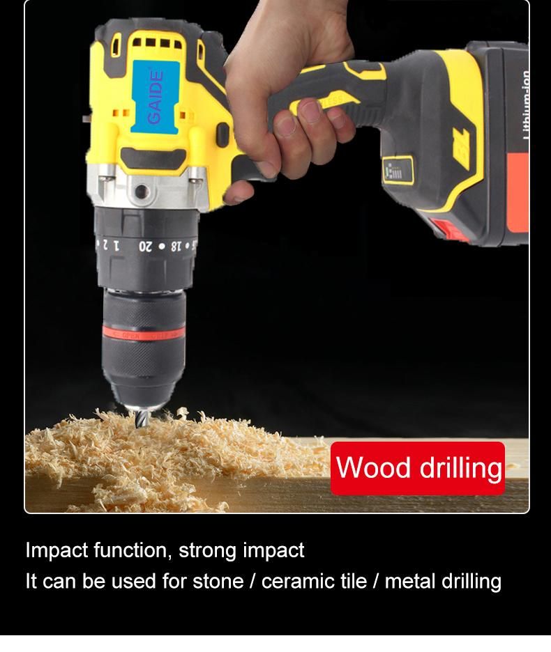 Lithium Battery Cordless Impact Drill Brushless Adjustable