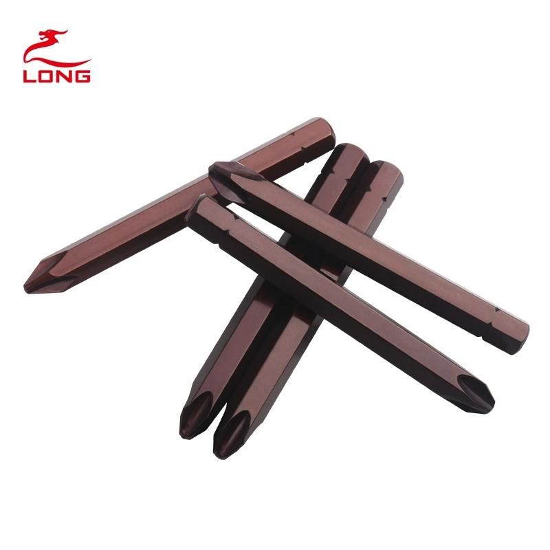 H1/4 Hex Shank Double End Screwdriver Bits in Brown Finish