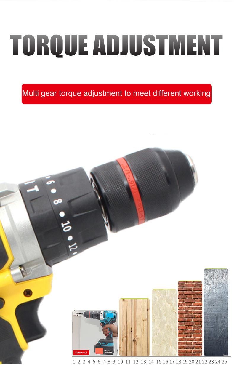13mm 20 3 Torque Cordless Impact Drill Set with Two Batteries