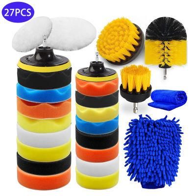 Cross-Border Supply Car Beauty Cleaning Tool 27 Sets of Polished Waxing Sponge PP Wire Drill Brush Head Spot