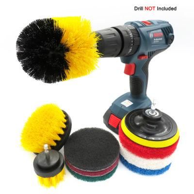 Electric Drill Brush 10-Piece Set Yellow Nylon Hexagon Electric Cleaning Brush Head