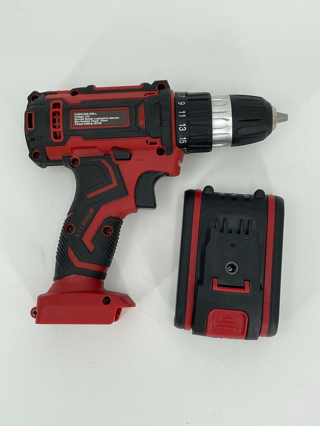 Cg-3007red Double Speed 12V 16.8V 21V Li-on Lithium Battery Professional Manufacturer Hand Rechargeable Forward and Reverse Impact Cordless Drill