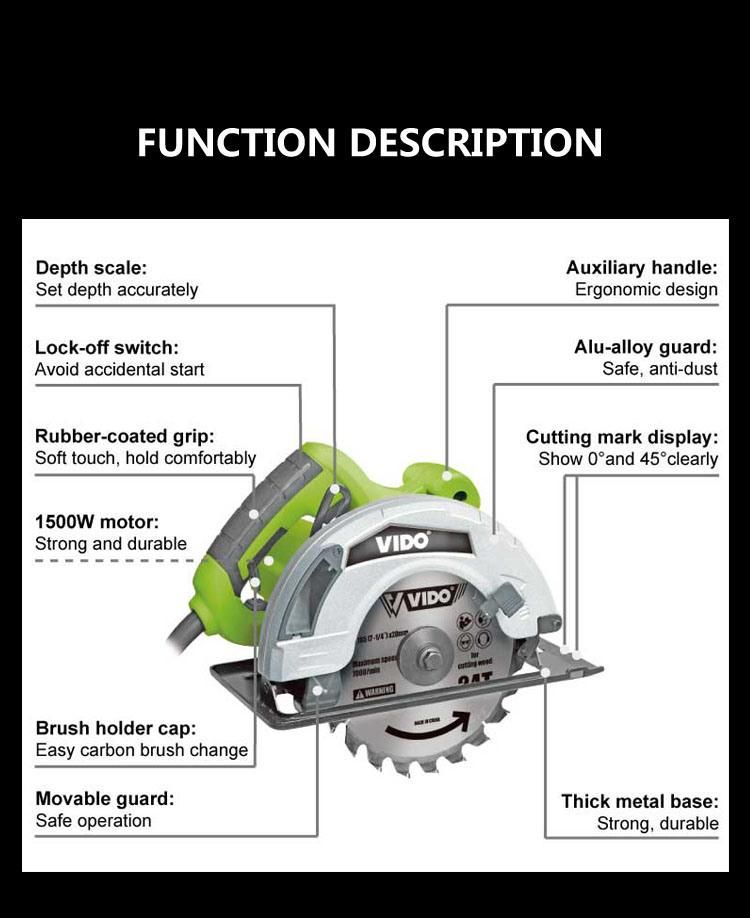 Corded Saws Wood Vido Carton Tool Heavy Dusty Circular Saw