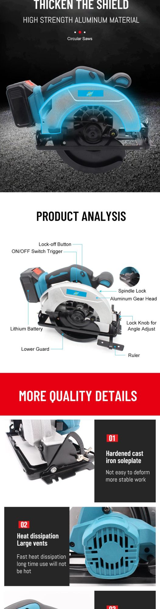 Cordless Circular Saw 20V with 4000mAh Battery