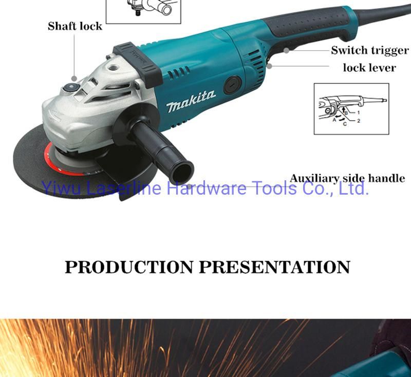 Original Makita 2200W Heavy Duty 230mm 9 Inch Electric Angle Grinder with Wear Resistant Grear Large-Capacity Durable Switch