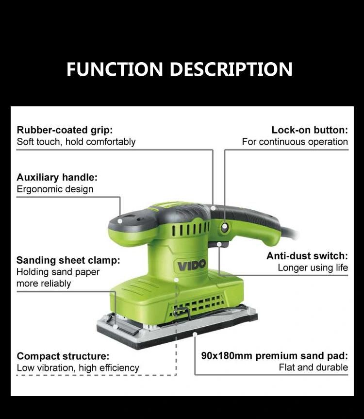 Vido Factory Price Promotion Electronic Reusable Finishing Sander for Wood