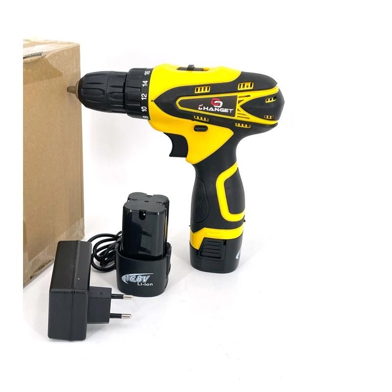 Cg-2002 Yellow Double Speed 12V 16.8V 21V Li-on Lithium Battery Professional Manufacturer Hand Rechargeable Forward and Reverse Impact Cordless Drill
