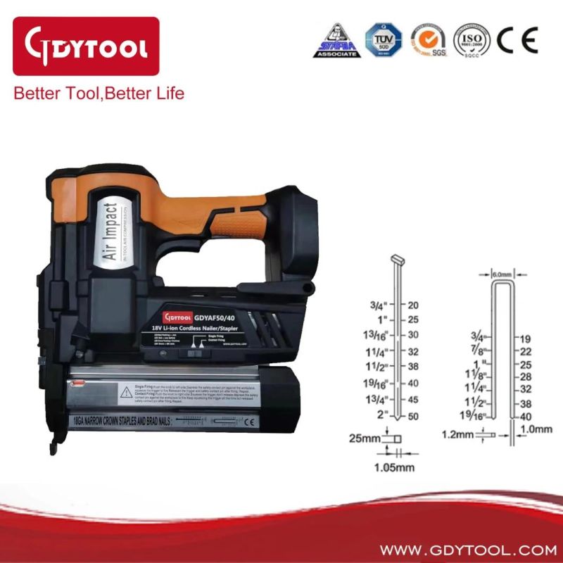 China High Quality Powerful 2 in 1 Cordless F50 Nailer and 9040 Stapler Gdy-Af5040m