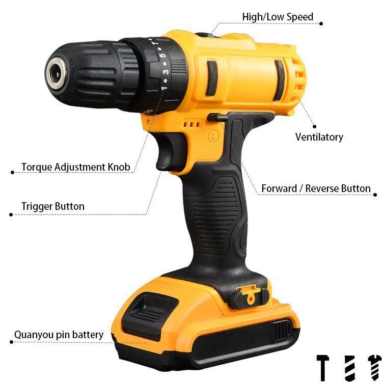 Portable 12V 24V Cordless Power Drill Machine Drill Set with Battery Powertools Electric Drills