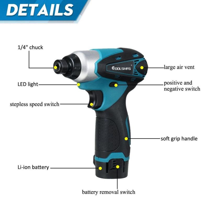 Toolsmfg 12V Cordless Impact Driver Screwdriver