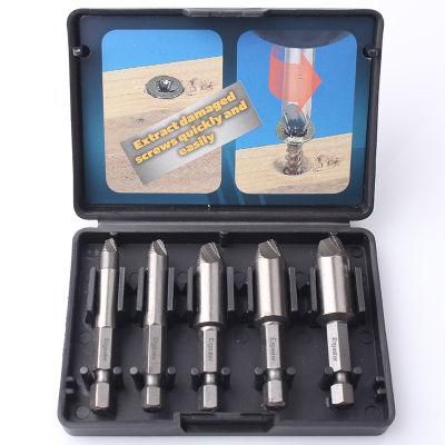 5PCS Damaged Screw Extractor and Broken Bolts Remover Sandblasted