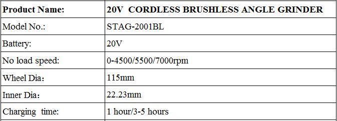 Suntec Popular Brushless Cordless Angle Grinder