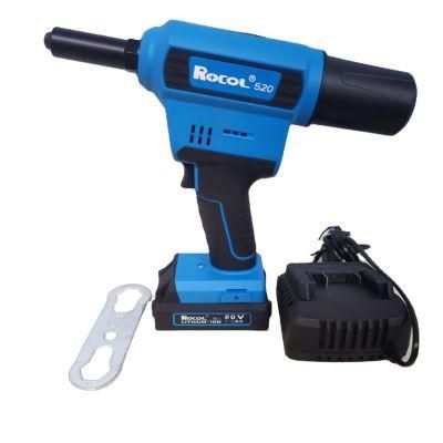 LED Lighting Ergonomic Soft Rubber Grip Quick Charge Convenient Lithium Rivet Gun for 2.4 to 6.4 Blind Rivet