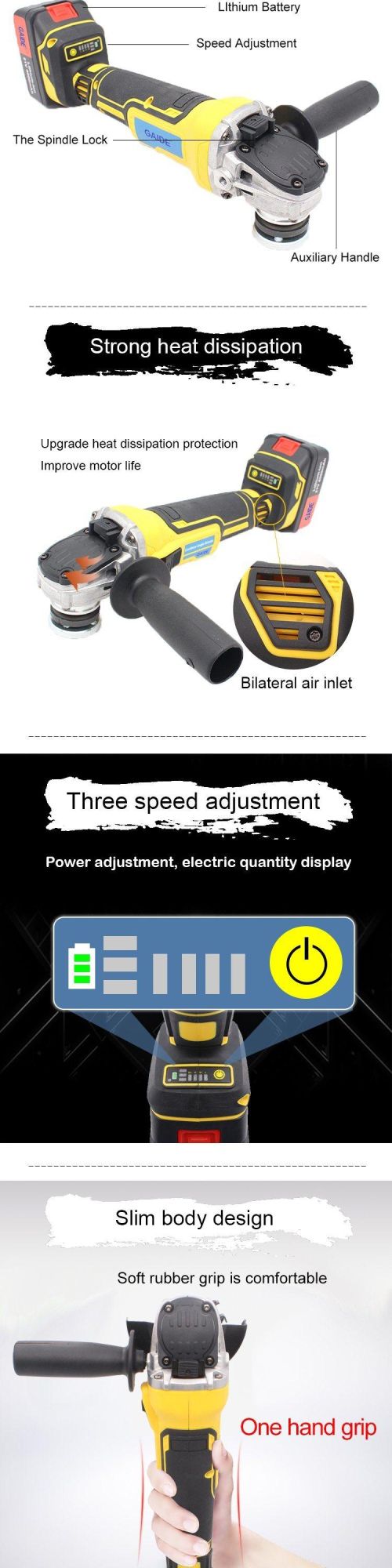 Chargeable Battery 4.0 Small Cordless Angle Grinder 125m M14