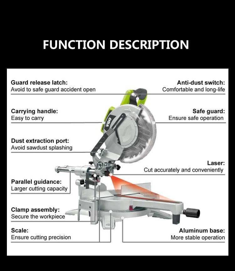 Vido High Performance Table Miter Saw with 25.4mm Inner Diameter