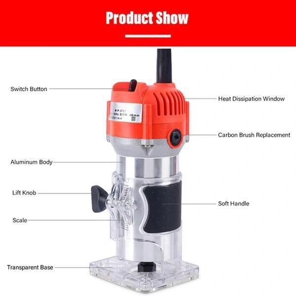 Woodworking Electric Trimmer Wood Milling Engraving Several Slotting Trimming Machine