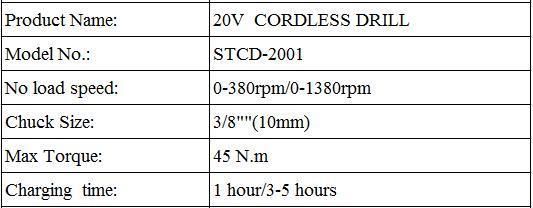 Suntec Professional 20V Cordless Drill 45n. M Torque Drilling Tools with Variable Speed Trigger