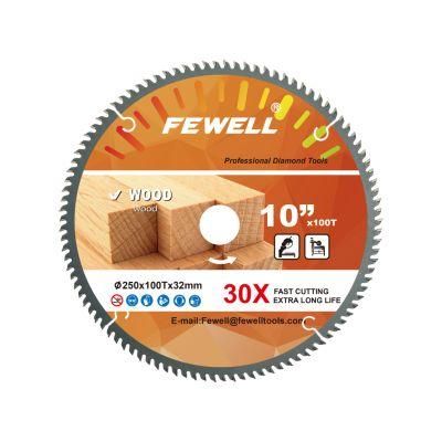10in 250*100t*32mm Tct Circular Saw Blade for Wood Cutting