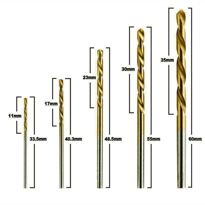 50PCS HSS Twist Drill 1.0/1.5/2.0/2.5/3.0mm Titanium Coated Drill Woodworking Hand Tools Drill Bit Set Straight Shank Electric Drill Bit