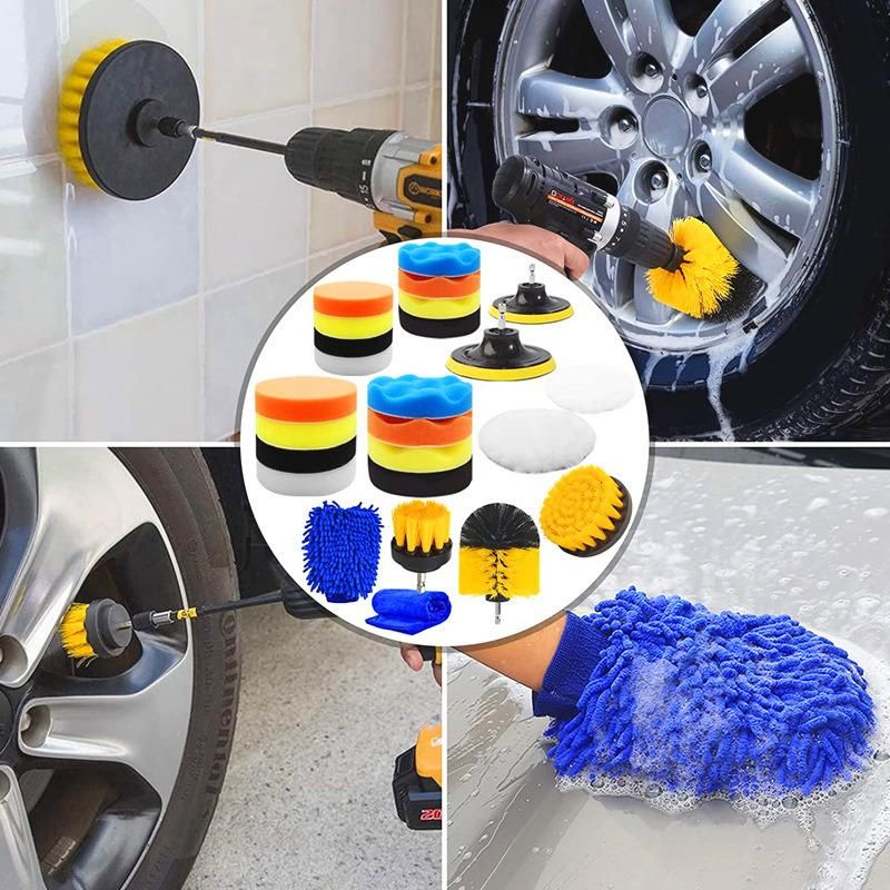 Cross-Border Supply Car Beauty Cleaning Tool 27 Sets of Polished Waxing Sponge PP Wire Drill Brush Head Spot