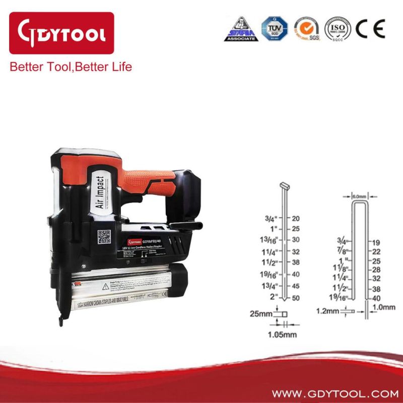 18V Battery Cordless Nailer and Stapler Gdy-Af5040m