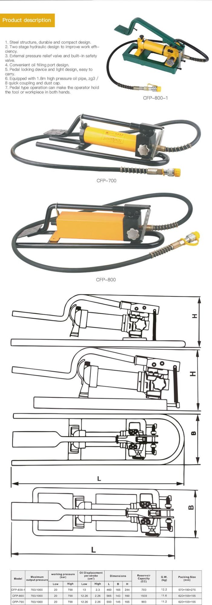 Easy Operated Hydraulic Pedal Pump (CFP-800)