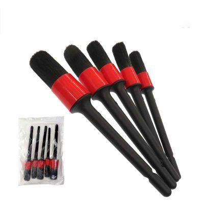 Cross-Border Supply Black Cleaning Brush 5-Piece Set Detail Brush Full Brush OPP Bag Car Interior Dust Cleaning Brush