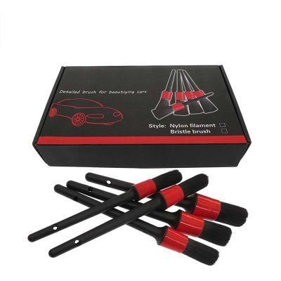 Cross-Border Supply Black Cleaning Brush 5-Piece Set Detail Brush Full Brush Car Interior Gap Beauty Wheel Brush