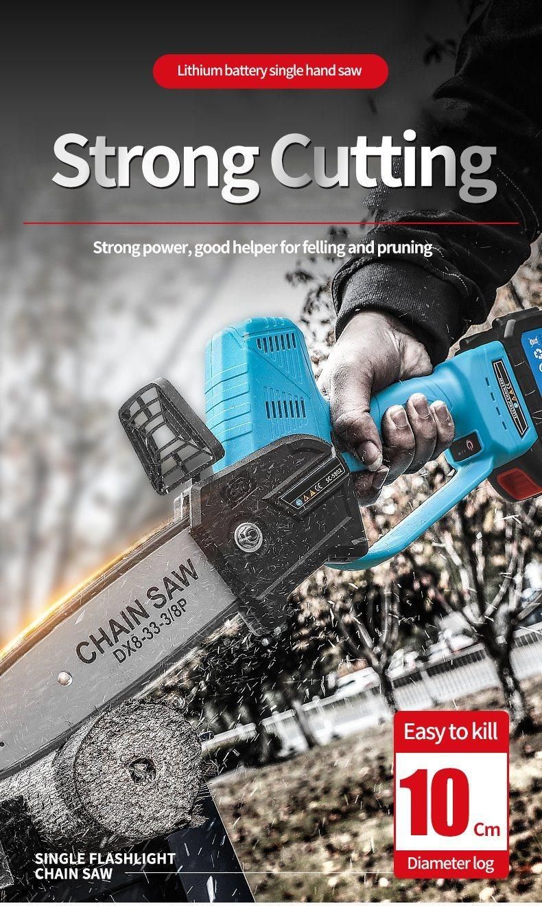 21V Mini Electric Chainsaw Rechargeable 8-Inch Lithium Battery Portable Electric Saw Household One-Handed Christmas Tree