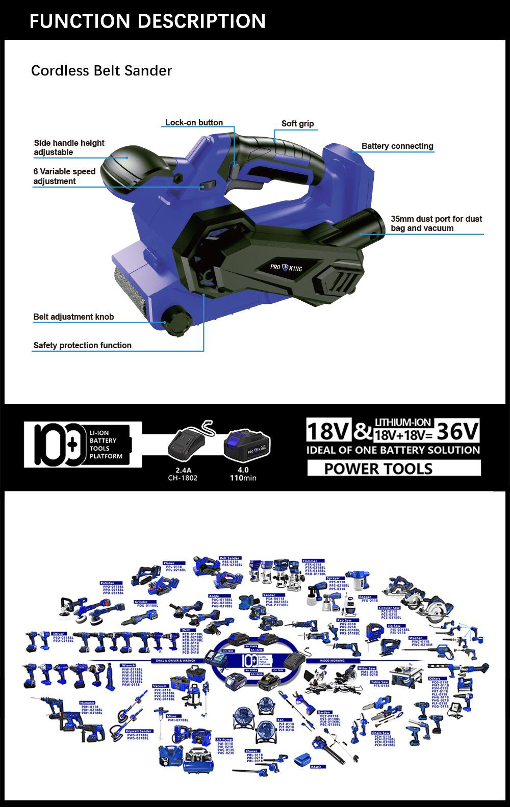 Cordless Belt Sander Battery Brushed Motor