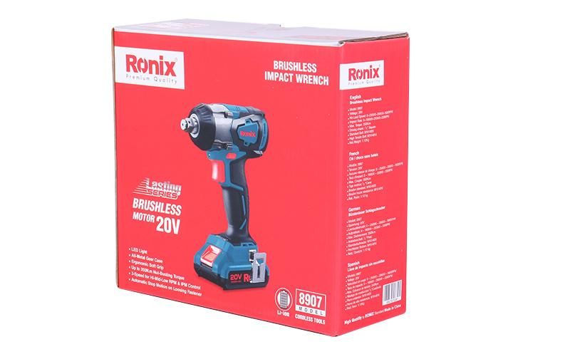 Ronix Model 8907 Brushless 20V 350n. M Motor Electric Cordless Impact Ratchet Torque Wrench