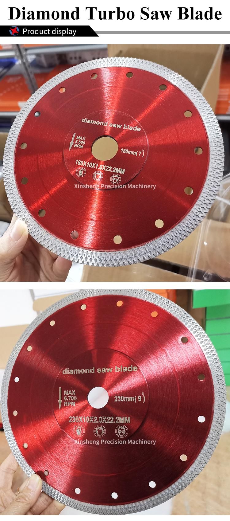 Mesh Thin Turbo Diamond Cutting Saw Blade for Porcelain Tile Cutting Disc