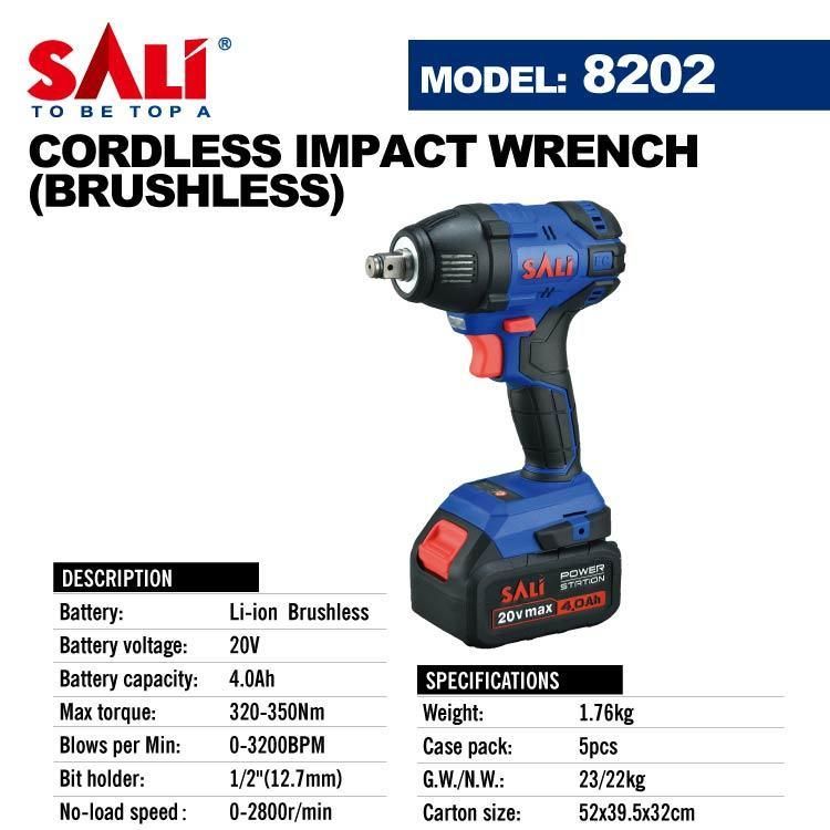 Sali 8202 20V 4.0ah Professional Brushless Cordless Impact Wrench