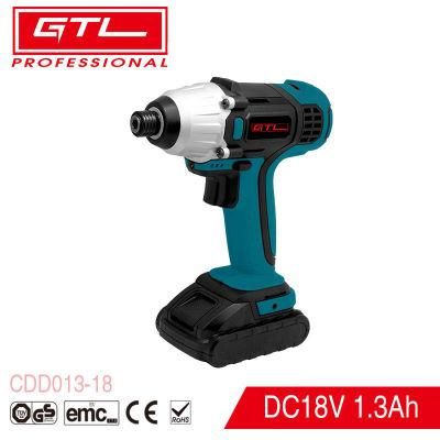 Power Tool Electric Screwdriver Workshop Drill Lithium Cordless Impact Driver with 6PCS Bits, 2 Battery (CDD013-18)