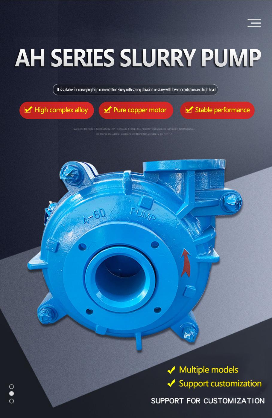 Heavy Duty Wear-Resisting Horizontal Ah Series Centrifugal Slurry Pump Mud for Gold Mining Sludge Pump