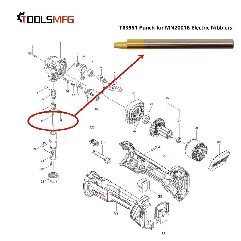Toolsmfg T83951 Punch for Mn2001b 20V 16 Gauge Power Nibblers