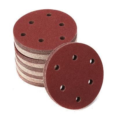 OEM Aluminum Oxide Red 225mm 150mm 125mm 5 Inch Hook and Loop Abrasive Sanding Disc Round Sand Paper