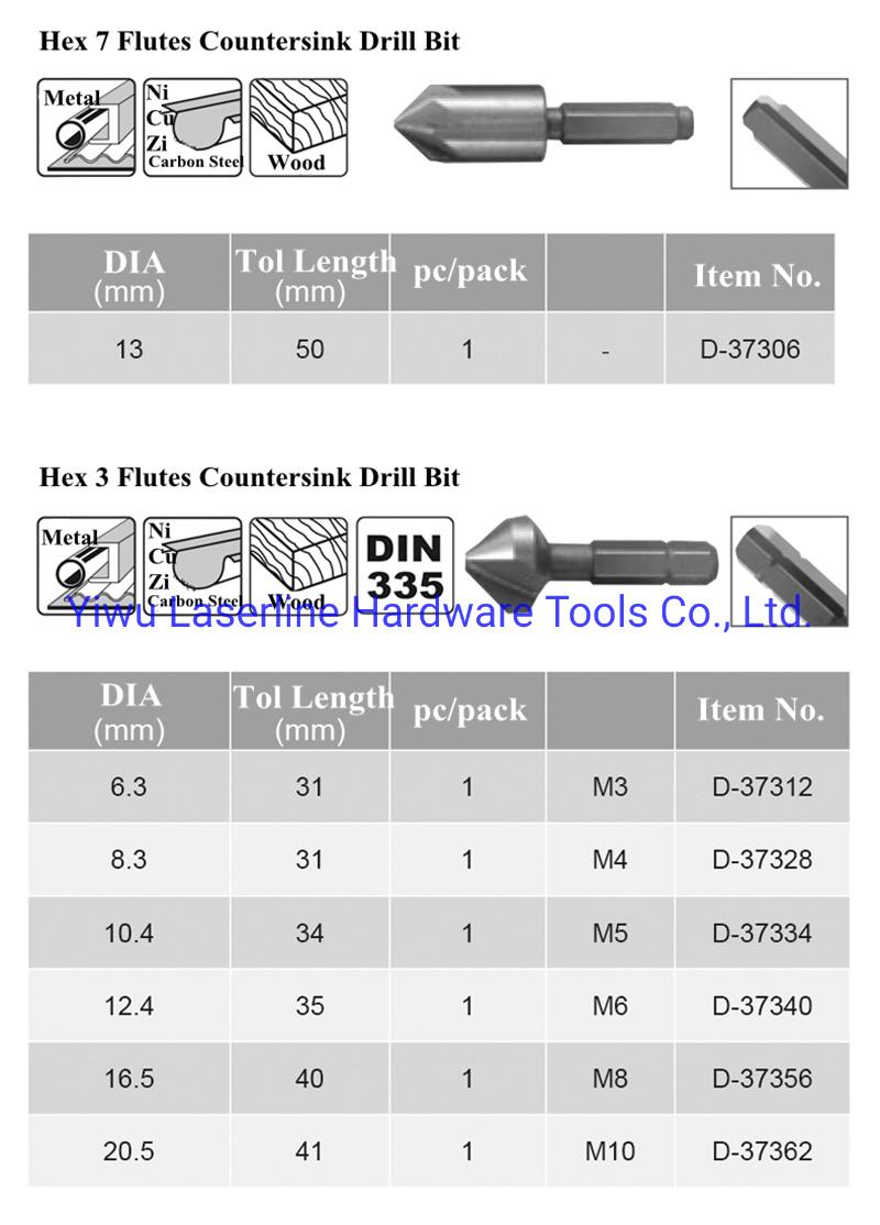 Excellent Performance HSS Countersink Hex Shank Makita Original Drill Bit for Metal Steel Copper Ni Alu Hole Chamfering