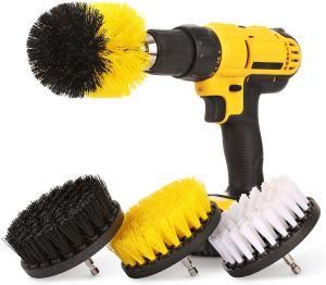 4 Piece Drill Brush Attachment Set - Soft, Medium and Stiff Power Scrubbing Drill Brush for Cleaning - White/Yellow/Black