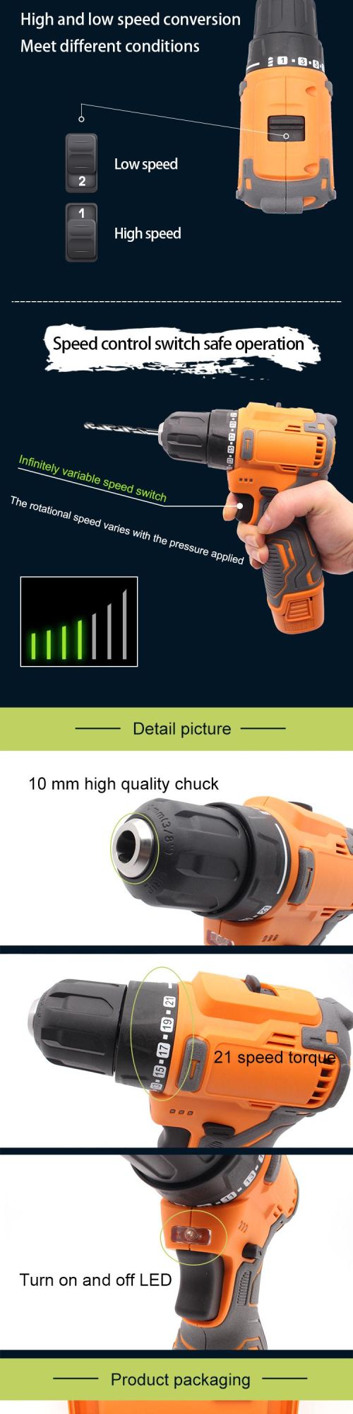 Gaide Made in China Cheap Chargeable Electric Cordless Drill