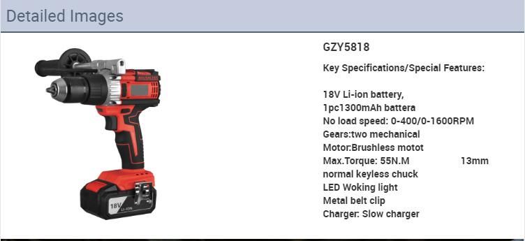 2020 Latest Series18V Li-ion Battery Drill 13mm